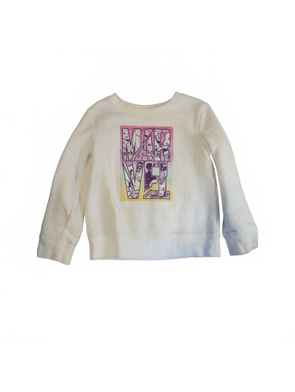Marvel Jumping Beans Girls White Super Hero Crew Sweater Size 5